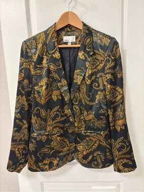 DR2 Black & Gold Paisley Satin Blazer Single Button Lined